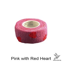 Bandagem Phantom - 2,5cm x 4,5m Esticado - Estampada - Pink with Red Heart