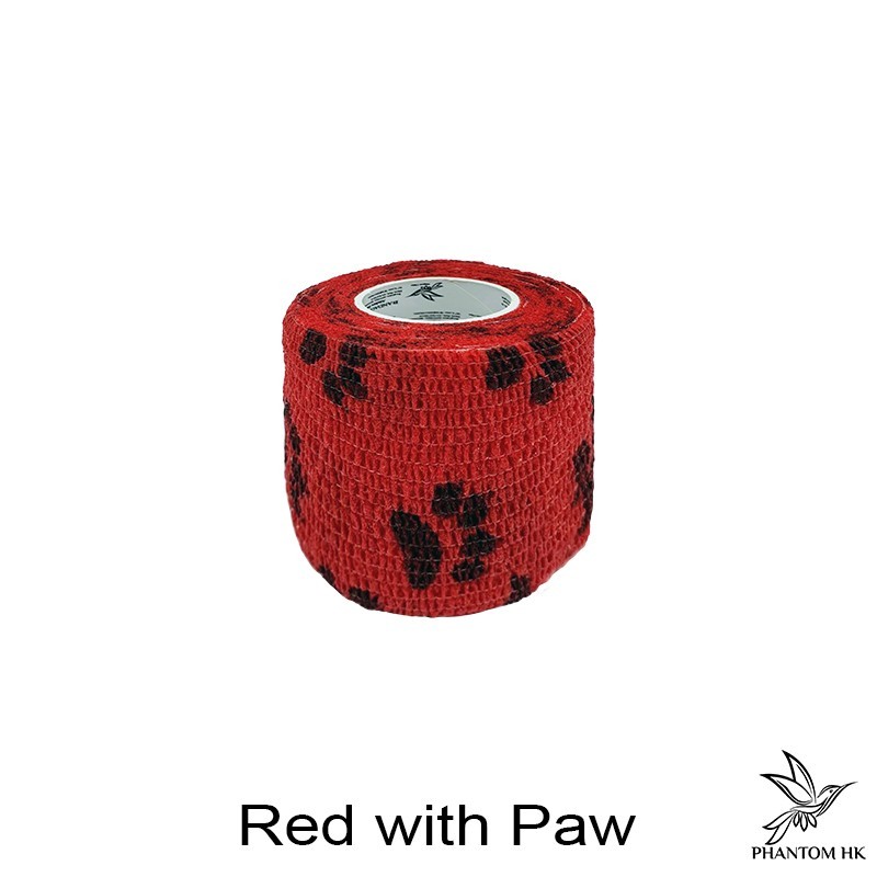 Bandagem Phantom HK - 5cm x 4,5m Esticado - Estampada - Red with Paw